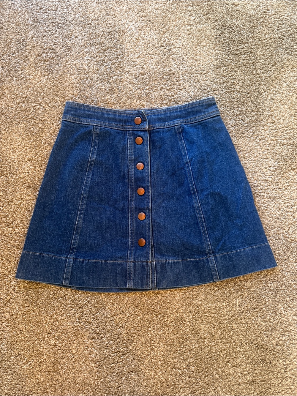 Madewell Dark Blue Button-Front Denim Mini Skirt